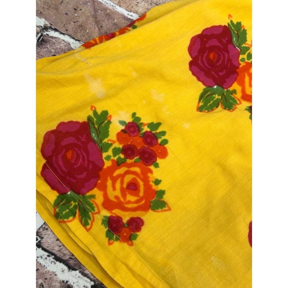 J Peterman‎ Company Yellow Floral Rose Wide Leg Cotton Pants XS Made in India - Picture 7 of 15